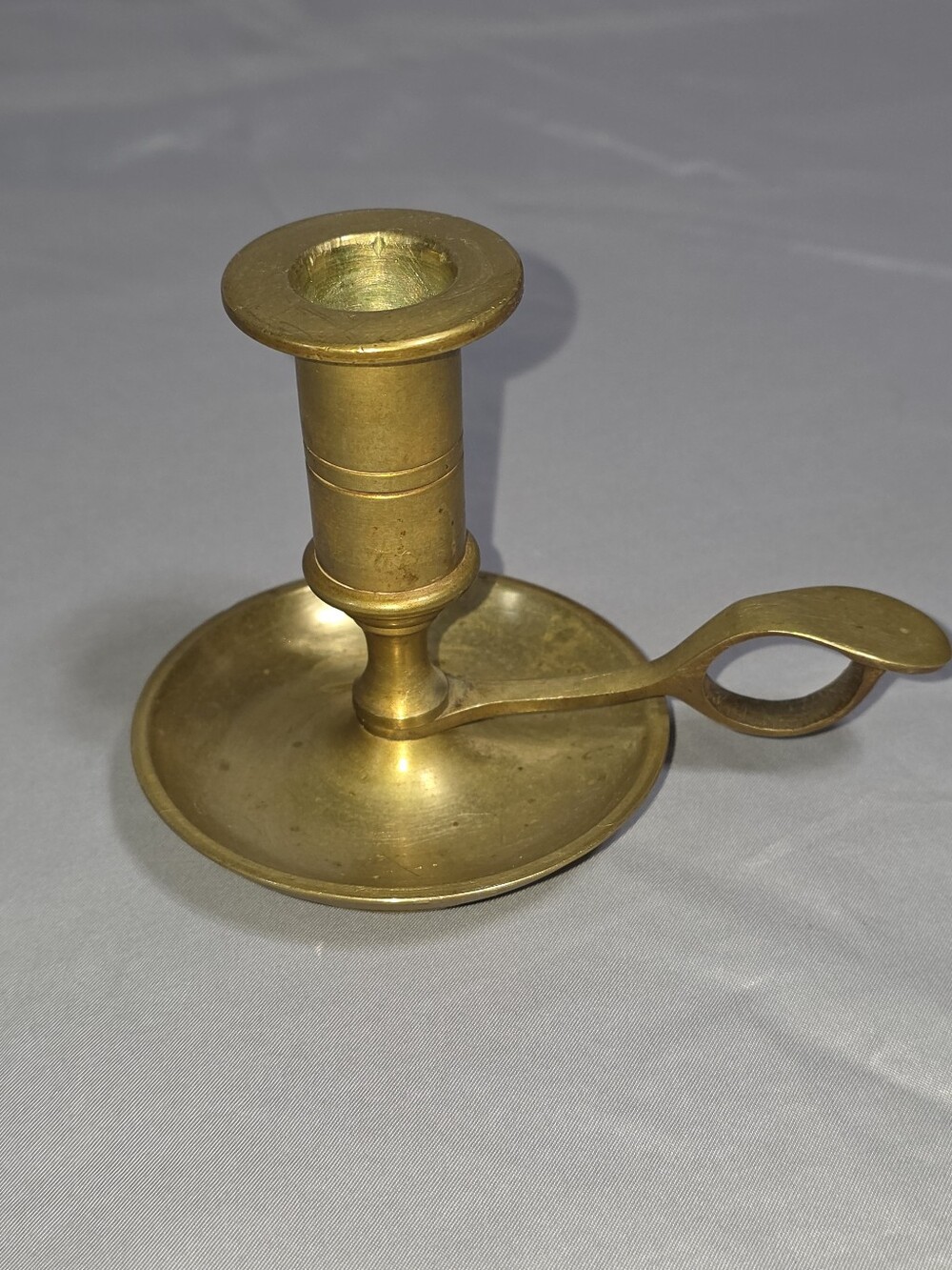 Vintage Solid Brass Chamberstick Candle Holder with Finger Handle